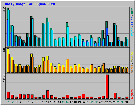 Daily usage for August 2020